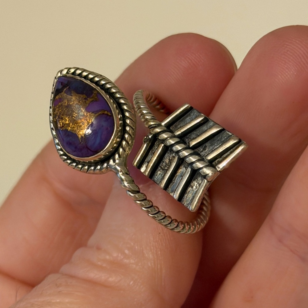 Purple Copper Turquoise Arrow Ring